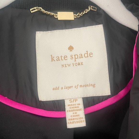 Kate Spade Quilted Hooded Double Front Zip Puffer Jacket Black | S - Picture 11 of 15